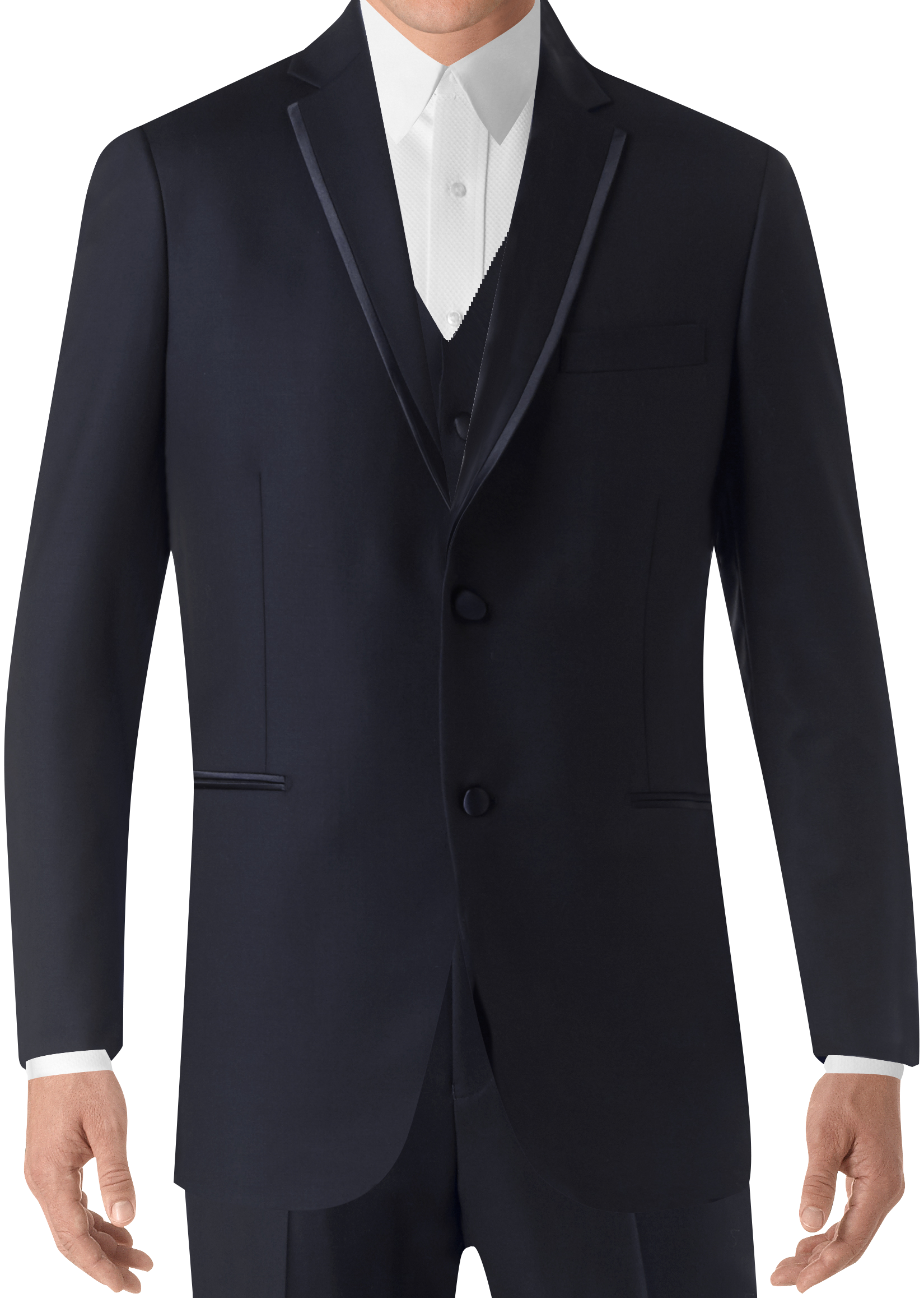 Smoking Joseph Abboud bleu marine à revers crantés à bordure de satin (1150)