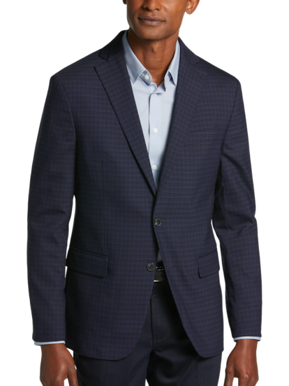 Navy check sport coat top