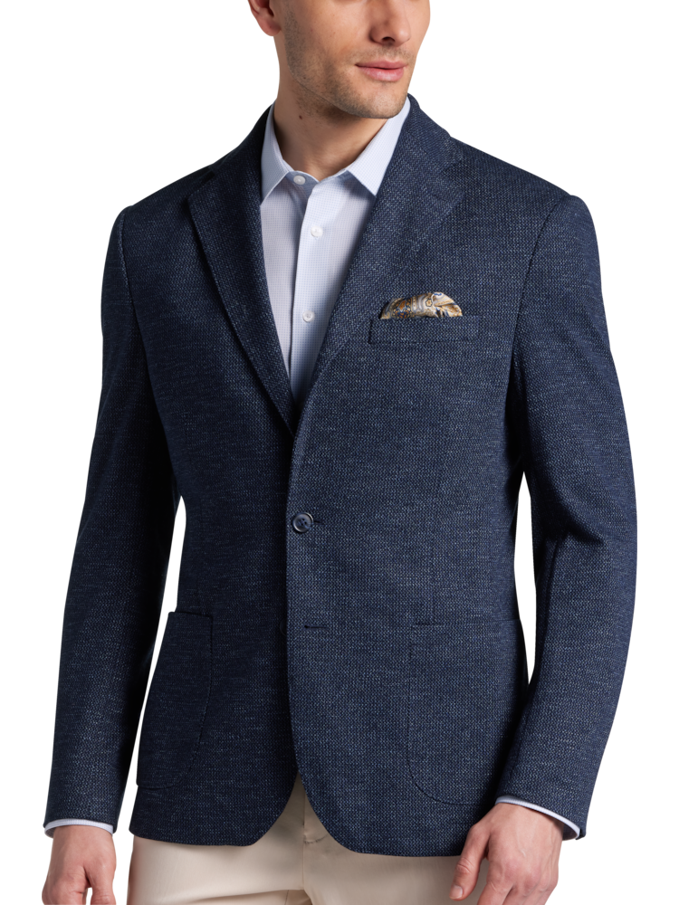 Slim Stretch Houndstooth Tailored Blazer - Blue Houndstooth, Blazers