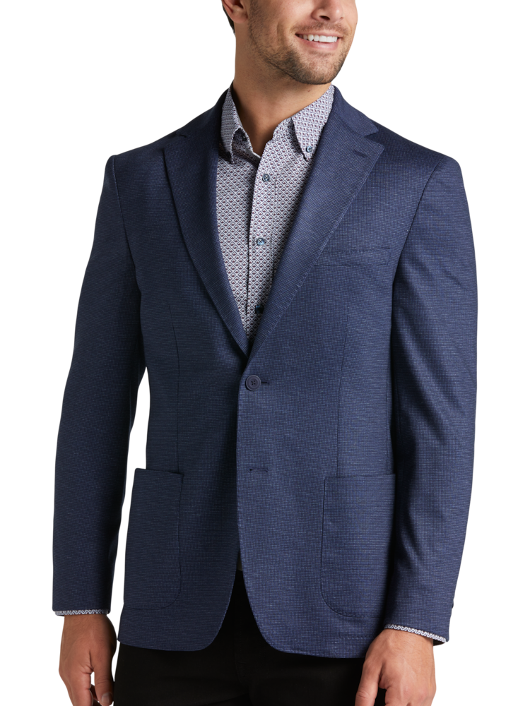 Slim Stretch Houndstooth Tailored Blazer - Blue Houndstooth, Blazers