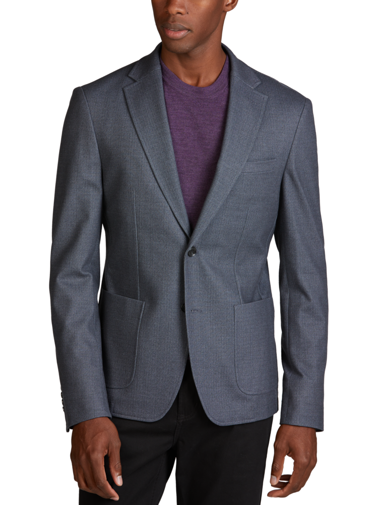 Calvin Klein Blue Windowpane Slim Fit Sport Coat, $350