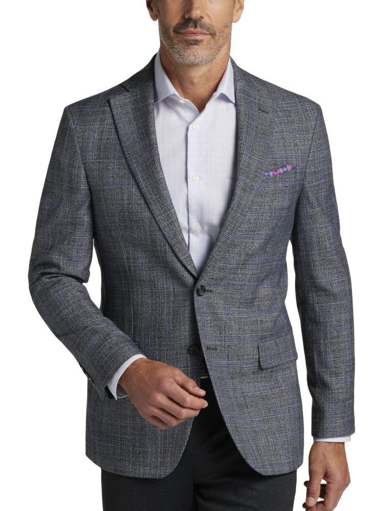 Blue suit jacket and grey pants clearance