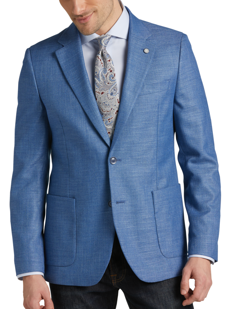 Blujacket Mens Blue Reda Wool Trim Fit 2 Button Blazer Sportcoat