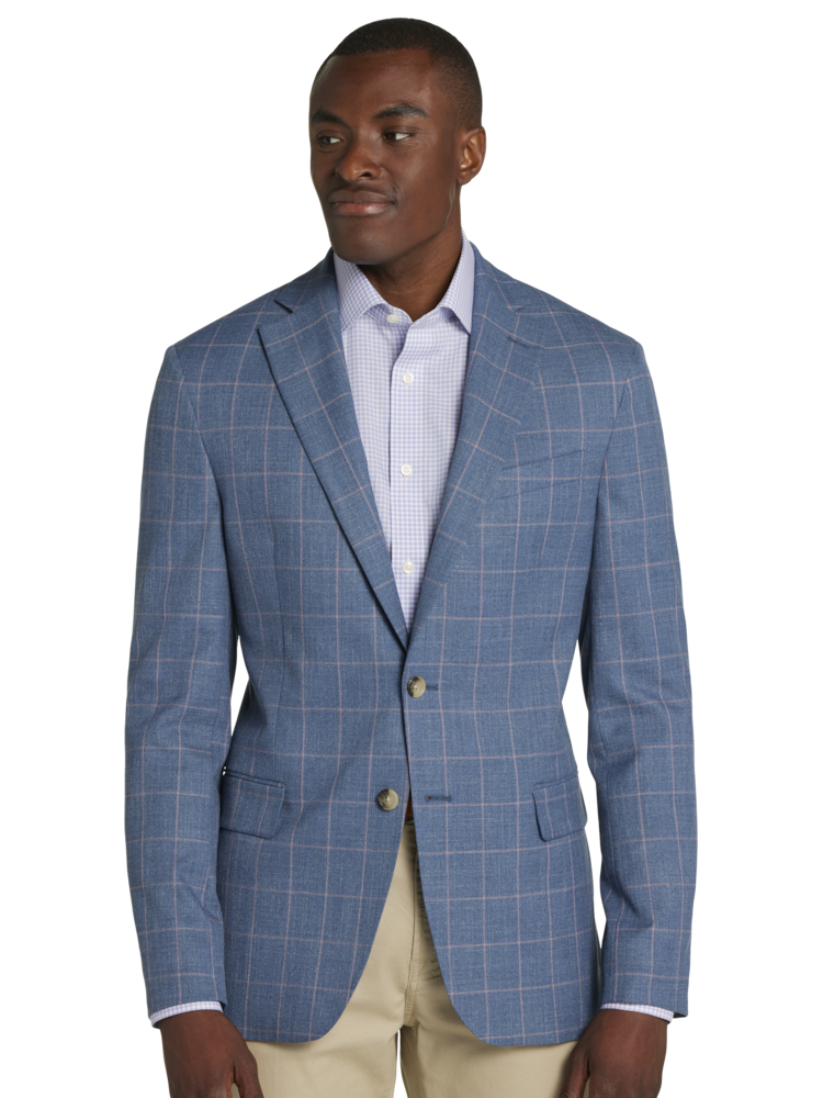 Light Blue Casual Blazer Two Button Notch Lapel