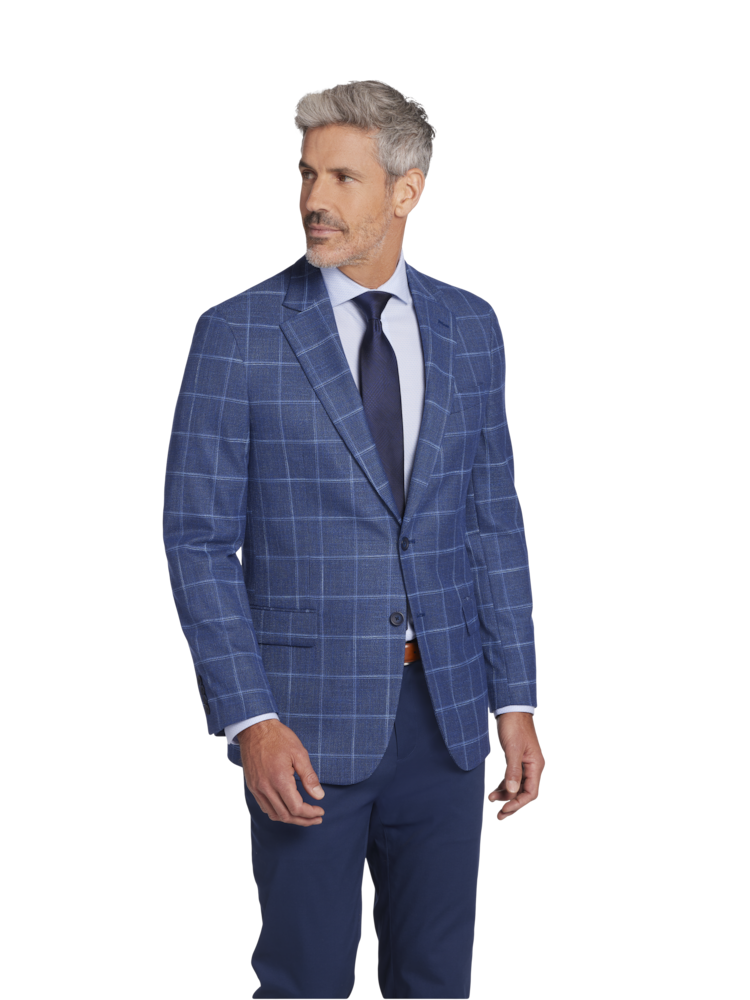 Blue windowpane sport coat clearance