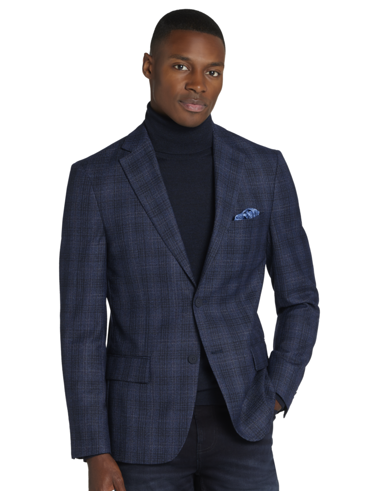 Calvin klein blue plaid suit store