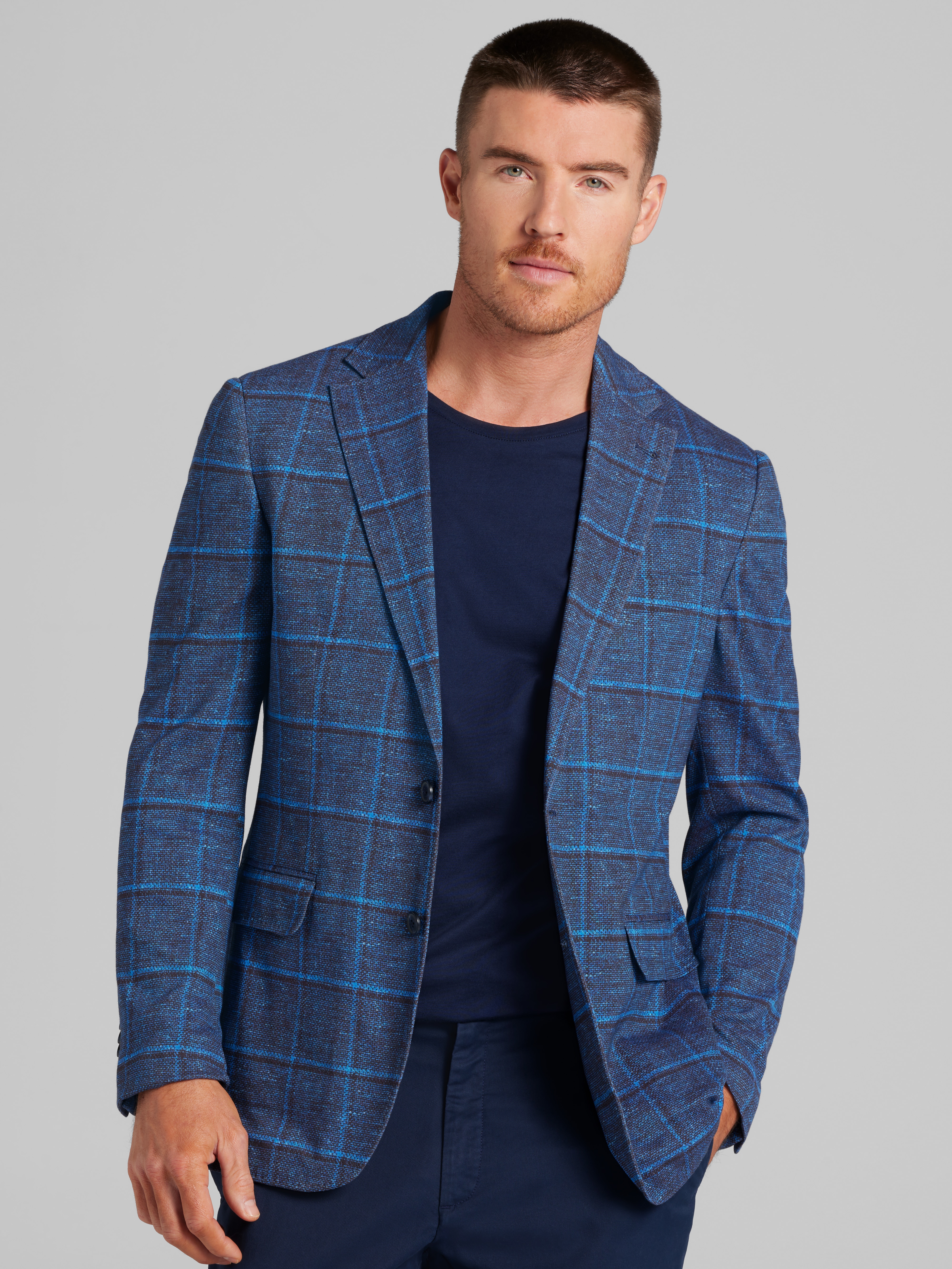 Joseph Abboud Modern Fit Windowpane Knit Sport Coat Men's