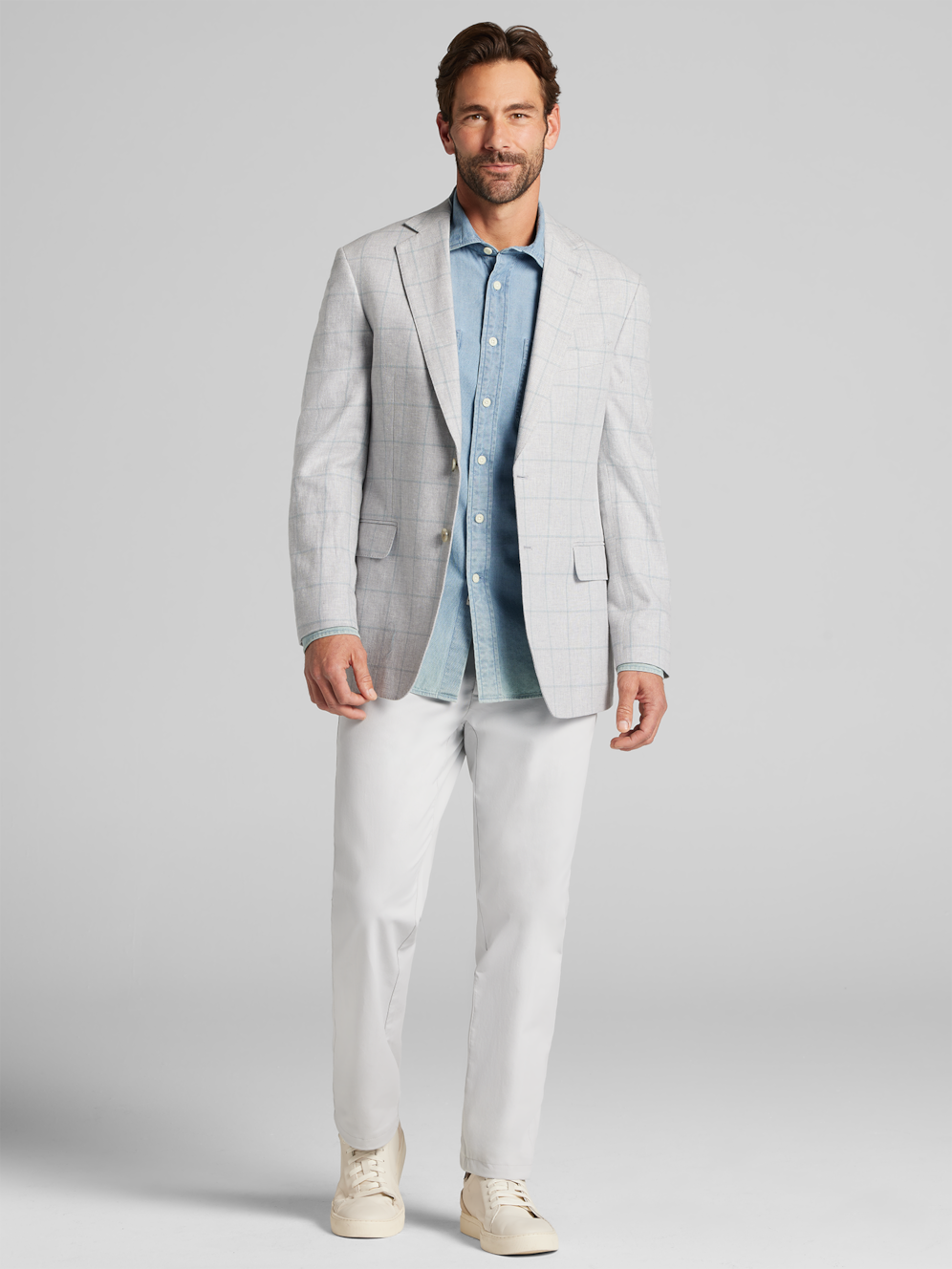 Joseph Abboud Modern Fit Windowpane Plaid Linen-blend Sport Coat | Men ...