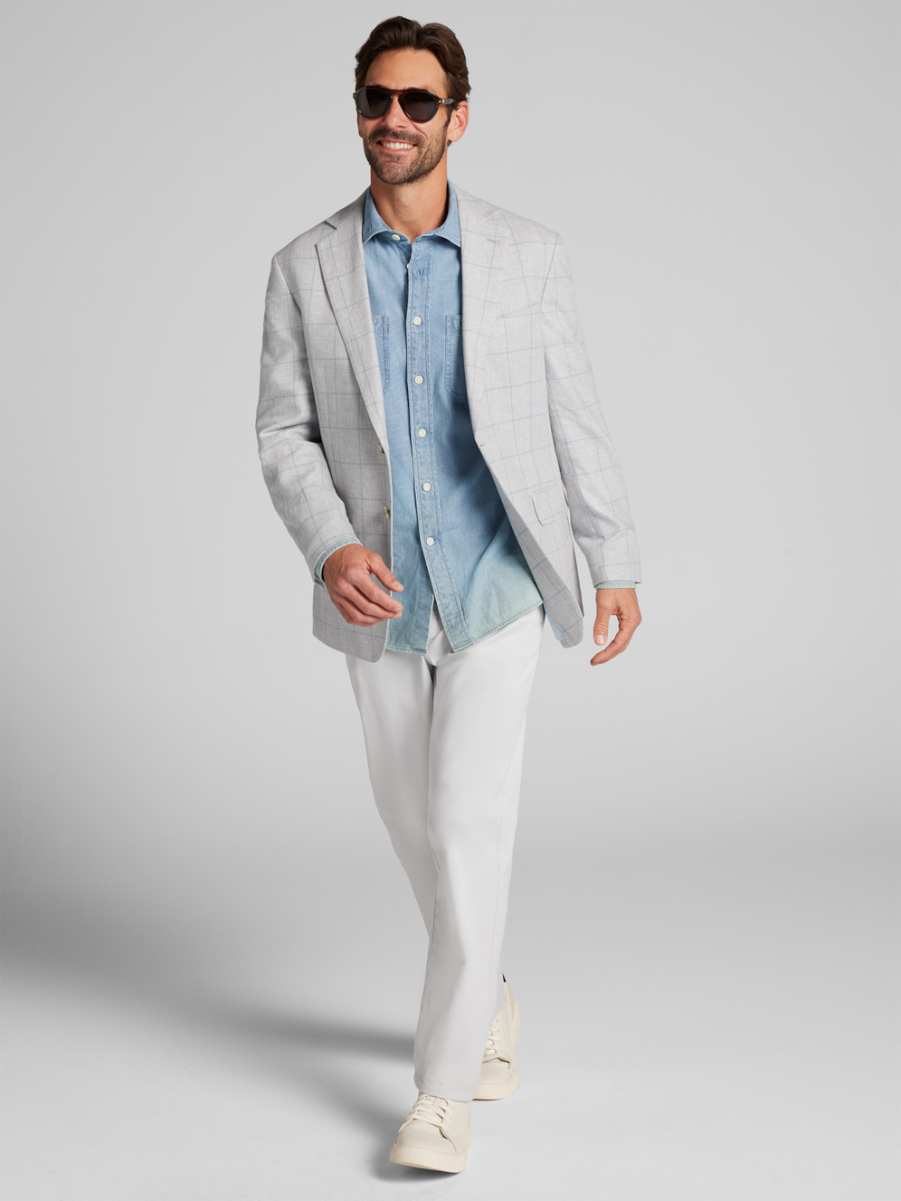 Joseph Abboud Modern Fit Windowpane Plaid Linen-blend Sport Coat | Men ...