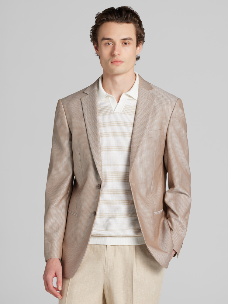 mens slim fit dress coats Slim Fit Herringbone Suit Jacket – Perry Ellis main image 1