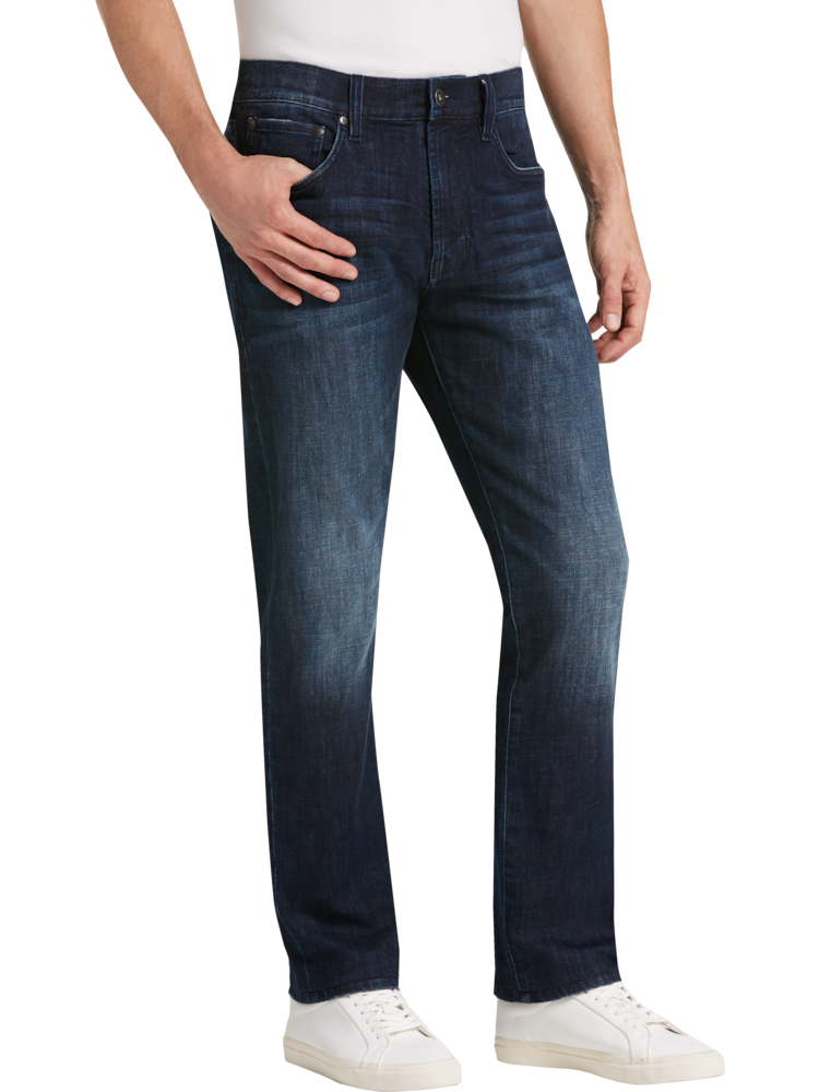 Men's Dark Wash Slim Straight Jeans, Men's Bottoms