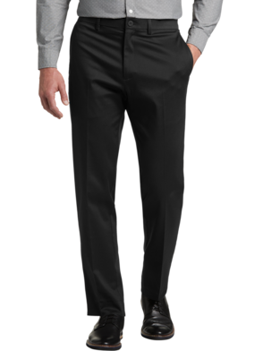 HAGGAR Men's Cool Right Performance Flex Solid Slim Fit Flat Front Pant,  black, 29 X 30 at  Men's Clothing store