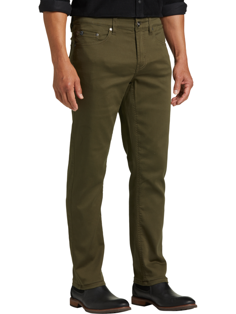 Green Solid Cotton Dress Pants