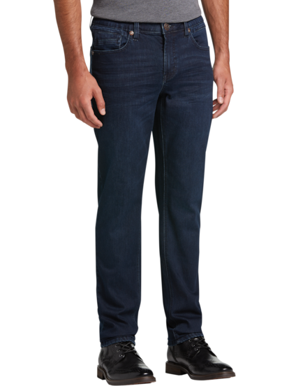 Men's Dark Wash Slim Straight Jeans, Men's Bottoms