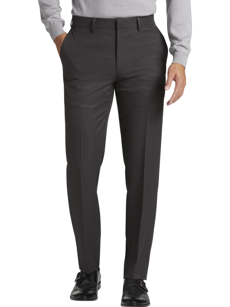 Men's Black Straight Fit Stretch Dress Pant