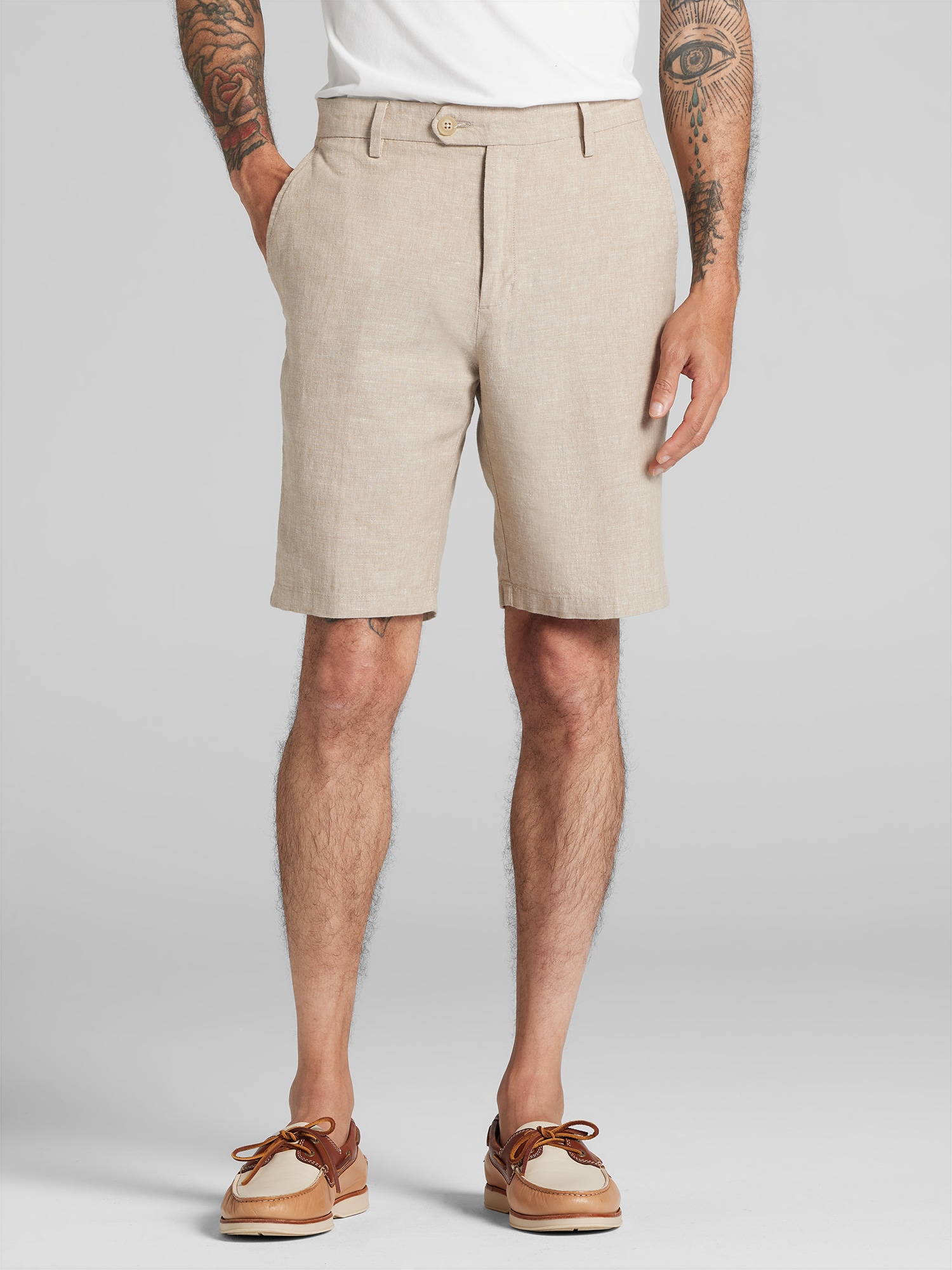 Joseph Abboud Modern Fit Linen Blend Stretch Shorts 9