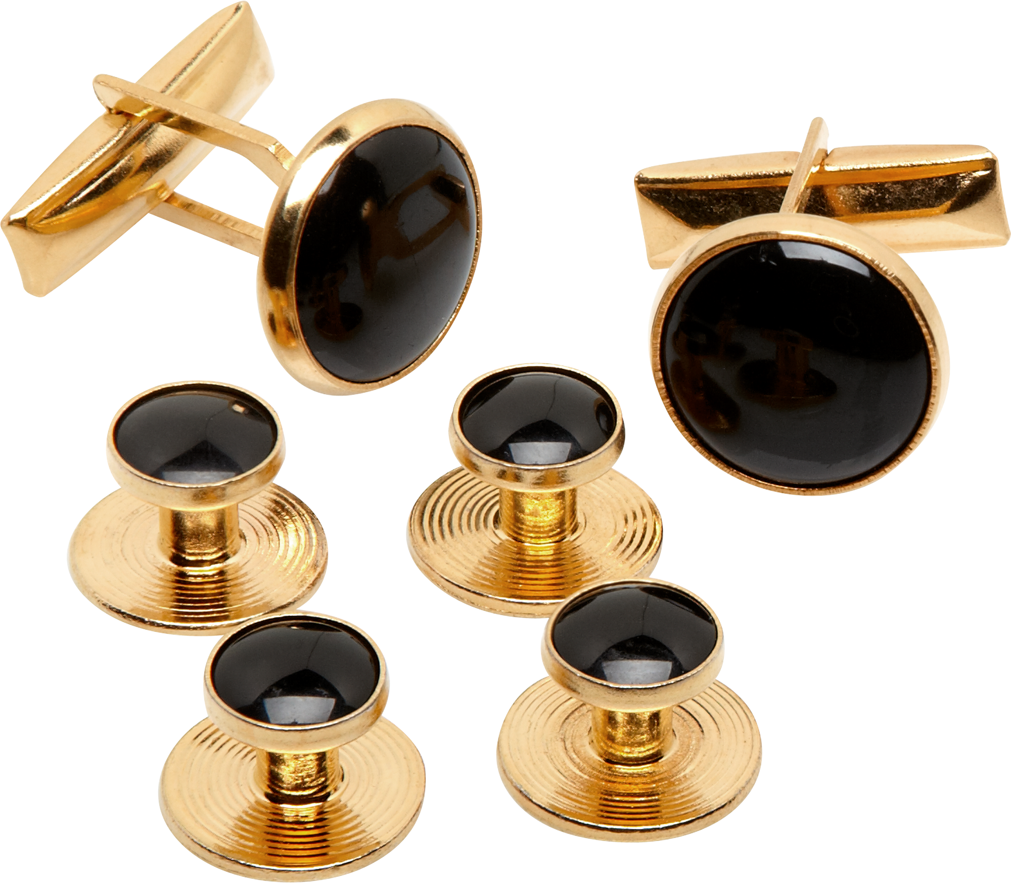 Ensemble de boutons de col et de manchettes noir/or (3100BG)