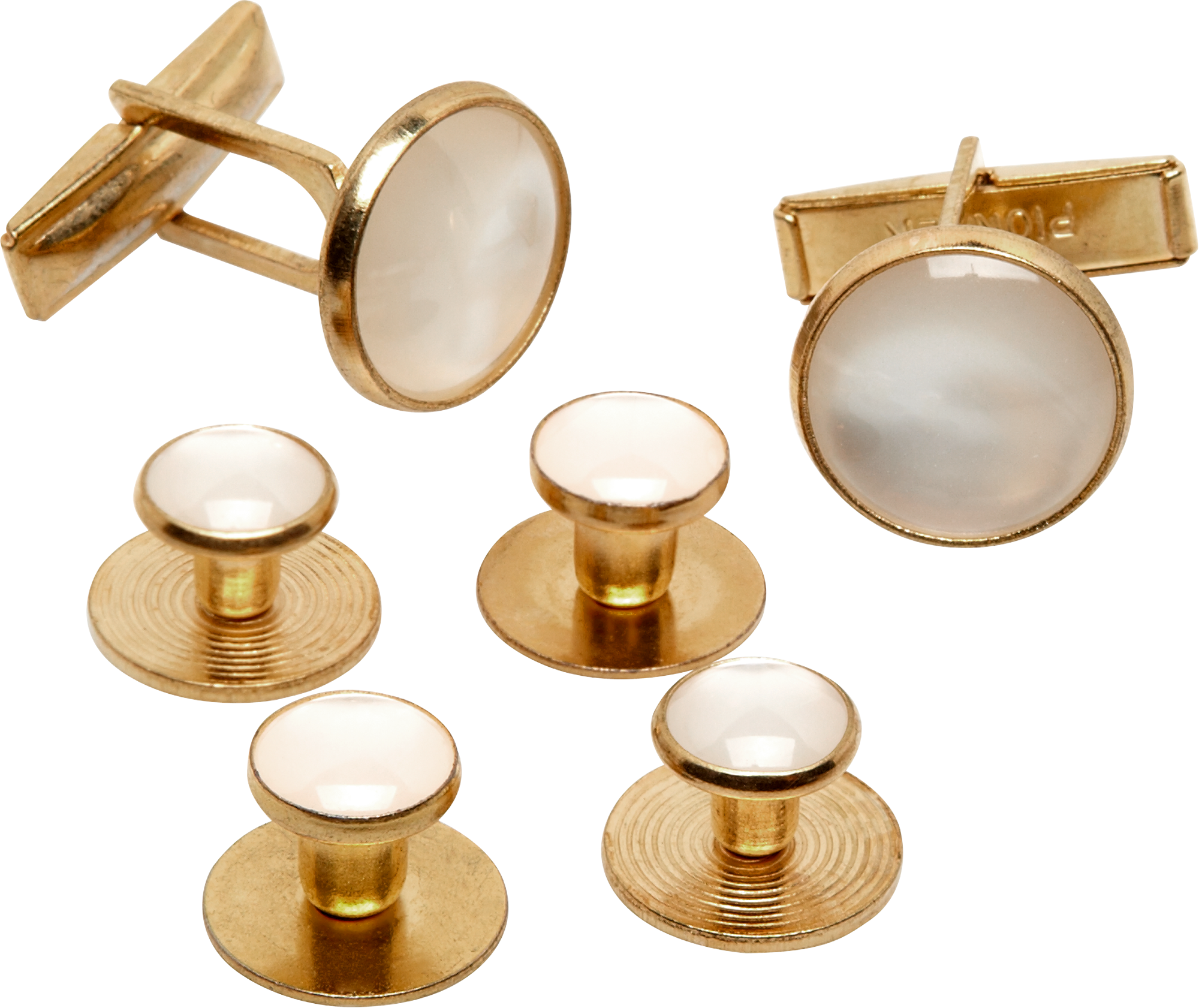 Ensemble de boutons de col et de manchettes blanc/or (3101WG)