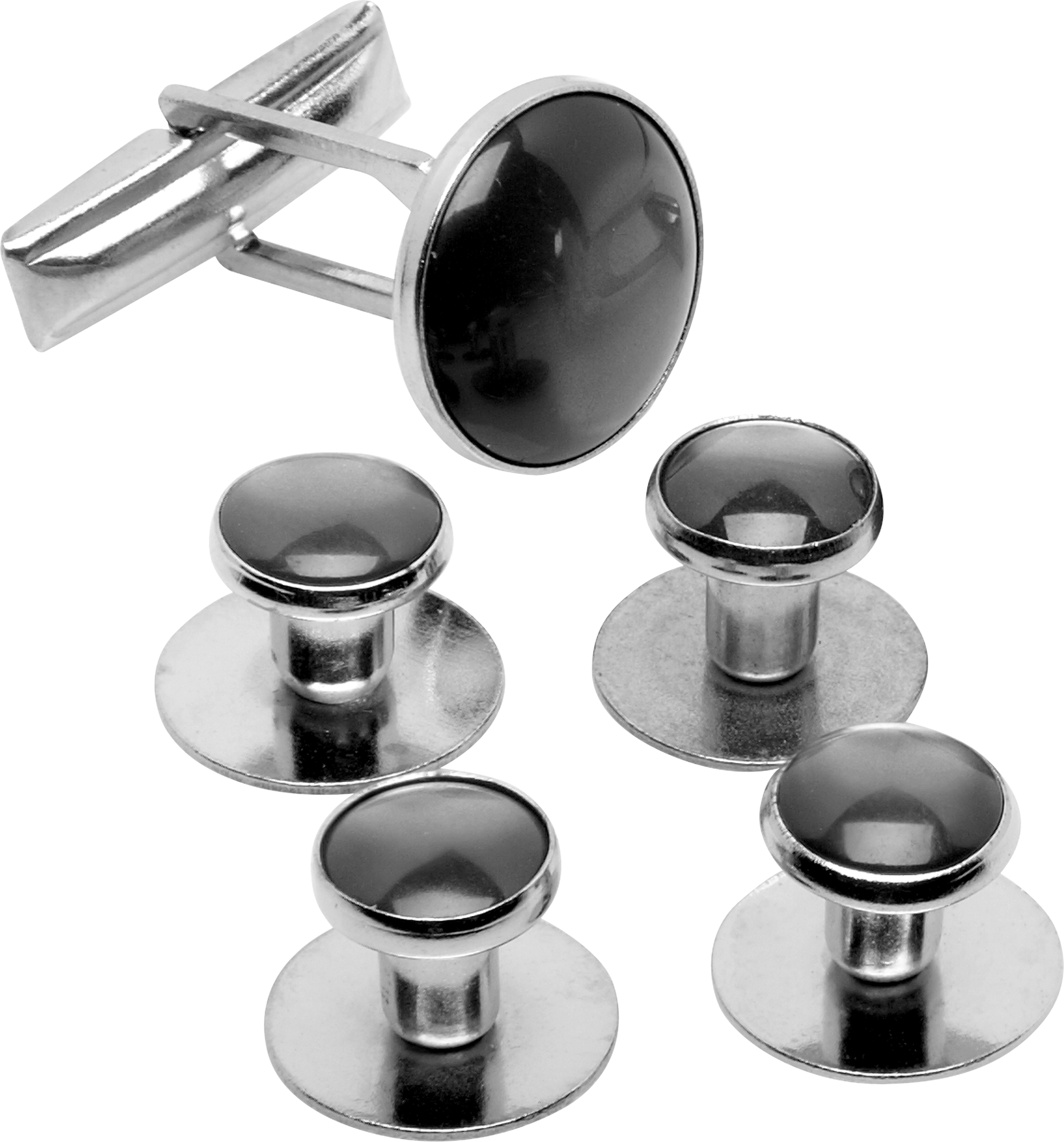 Ensemble de boutons de col et de manchettes fumée/argent (3103SS)