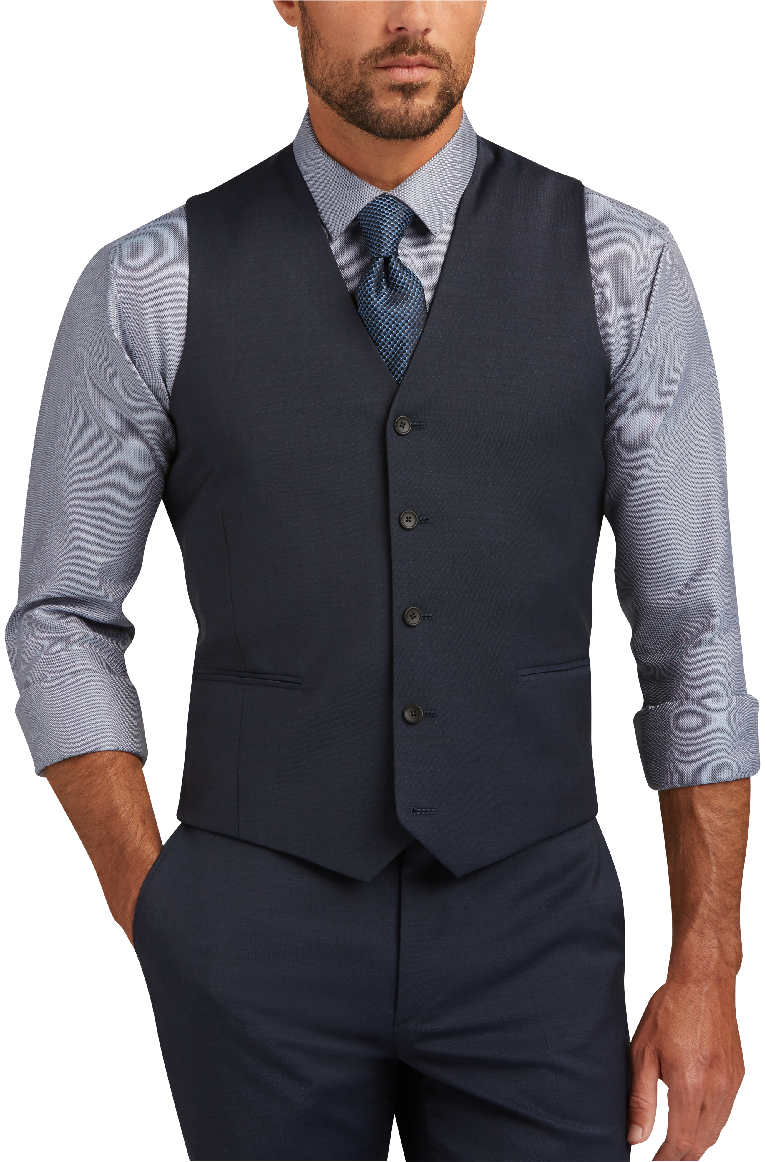 Navy blue tux on sale with grey vest