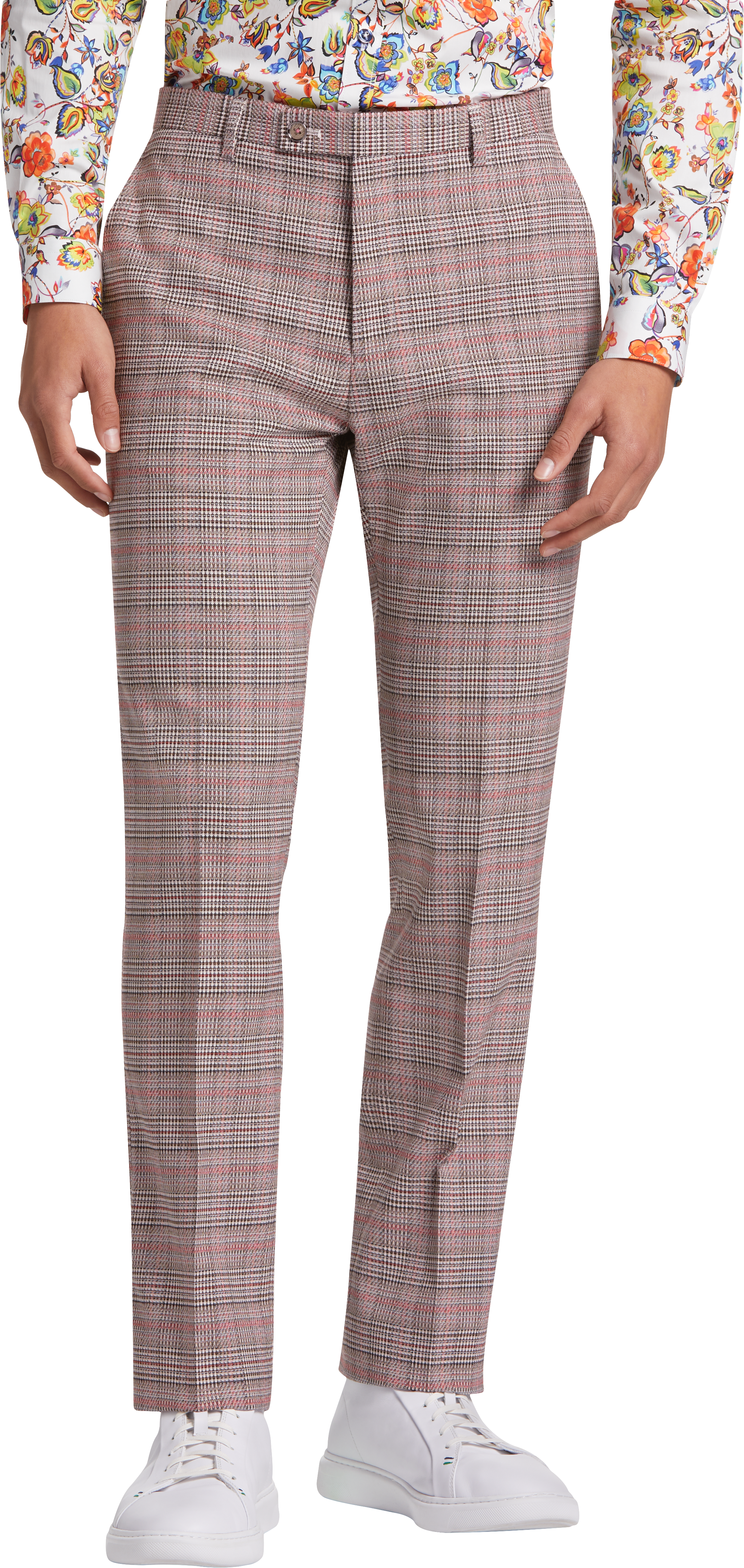Pink plaid pants mens clearance