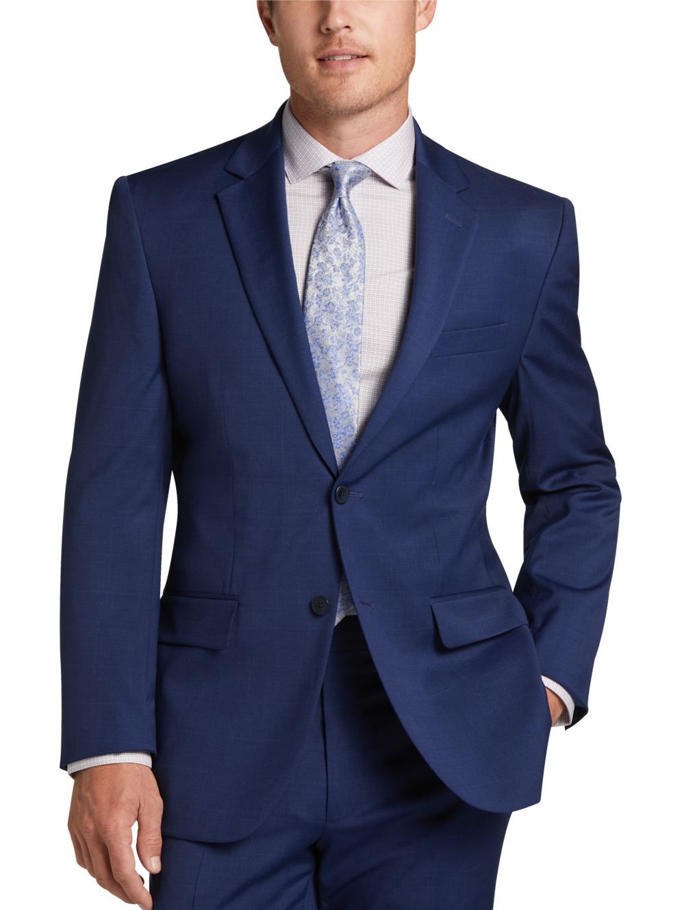 Awearness Cole Modern Fit Windowpane Pattern Suit Men's