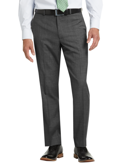 Men's Suit Separates Flat Front Pant Classic Cut - MED GREY - 98/2 WOO –