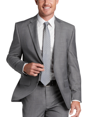 Regular Stretch Marle Tailored Jacket - Light Grey, Suit Jackets