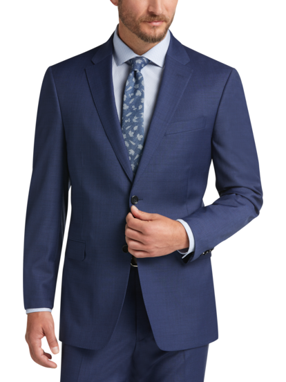 Slim fit suit blazer in 100% wool · Navy Blue · Dressy