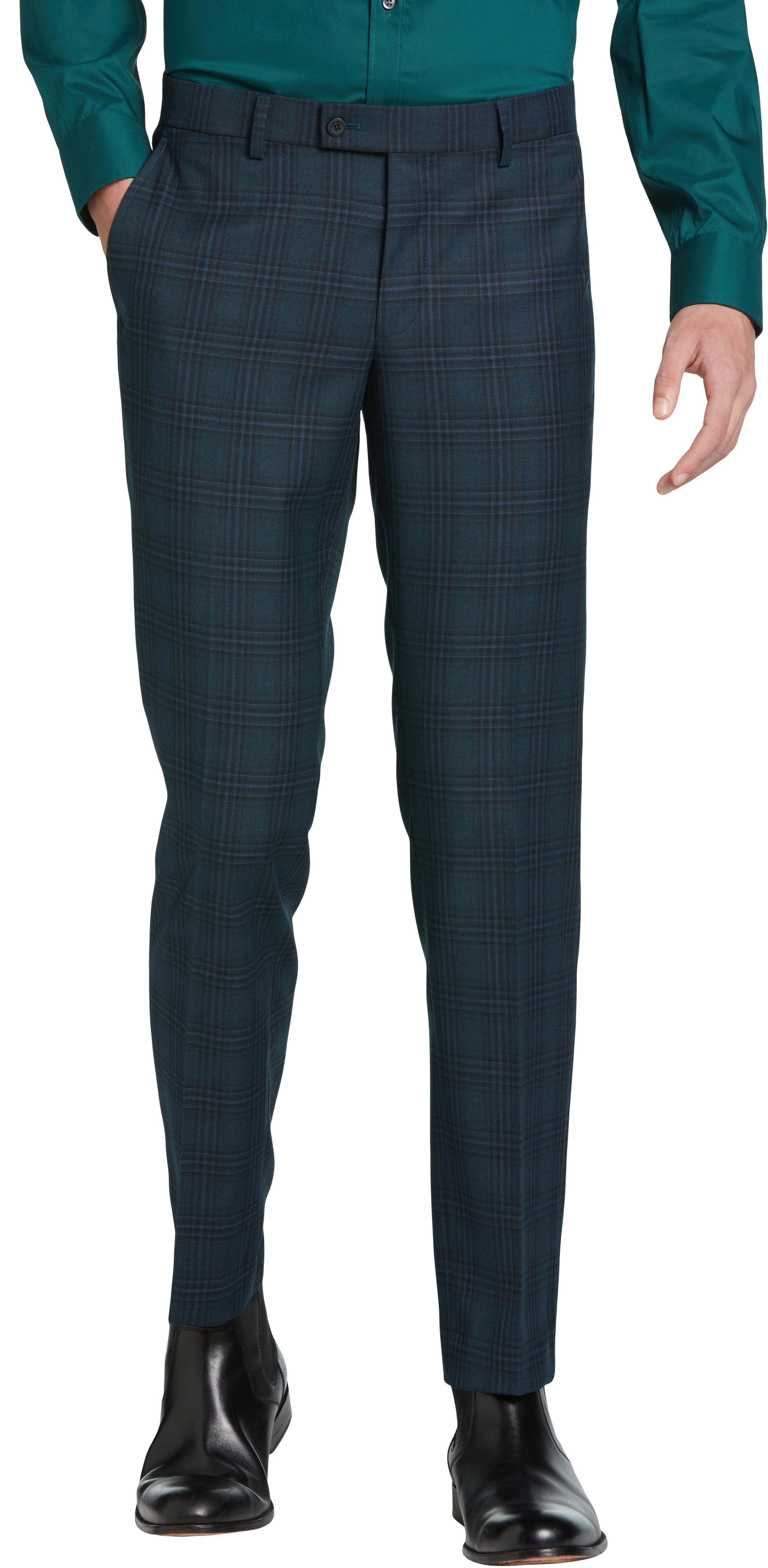 Egara Skinny Fit Suit Separates Plaid Pants | Men's | Moores Clothing