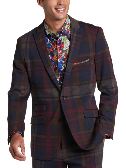 Plaid slim fit suit online