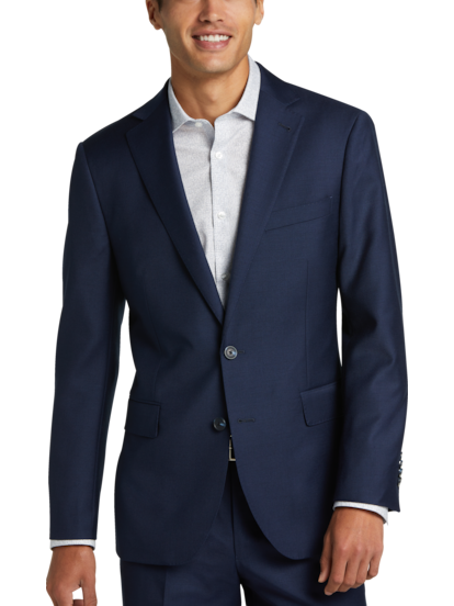 Navy blue mens suit slim fit top