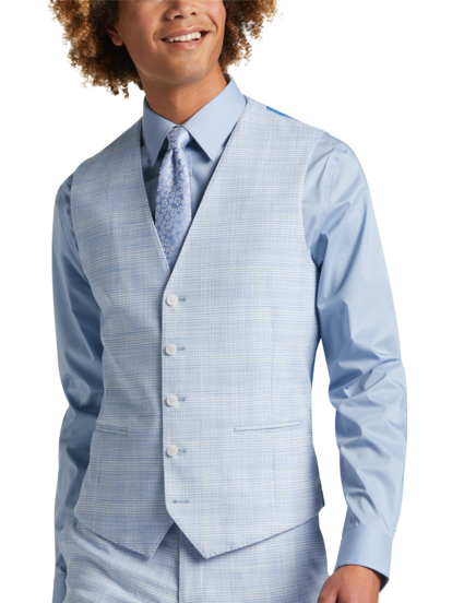 Grey tux blue vest on sale