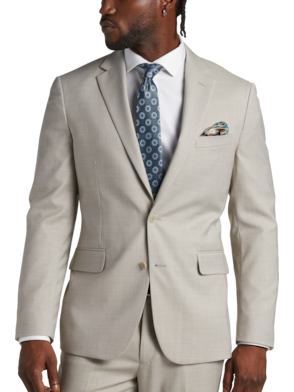BIG & TALL Men's Beige Textured Solid 2 Button Classic Fit Business Suit NWT