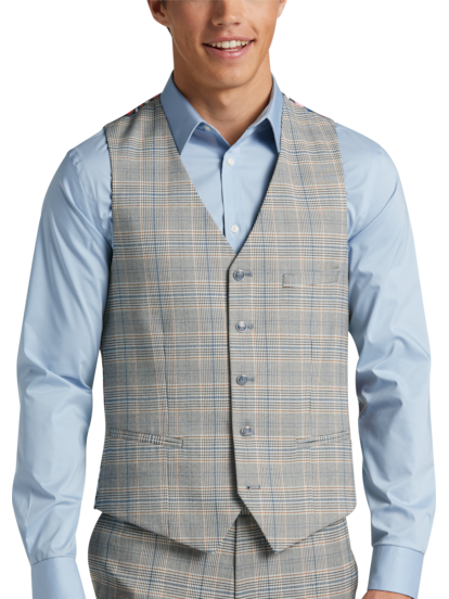 Paisley & Gray Slim Fit Suit Separates Plaid Vest | Men's | Moores Clothing