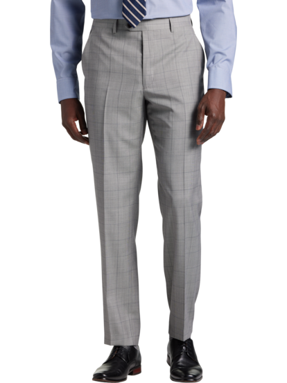 Men's Suit Separates Flat Front Pant Classic Cut - MED GREY - 98/2 WOO –