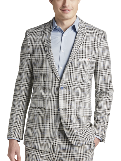 Plaid slim fit suit sale