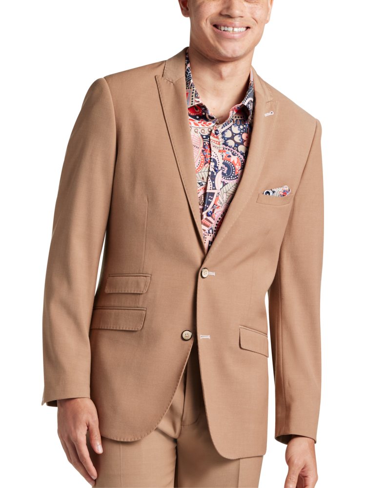 BIG & TALL Men's Beige Textured Solid 2 Button Classic Fit Business Suit NWT