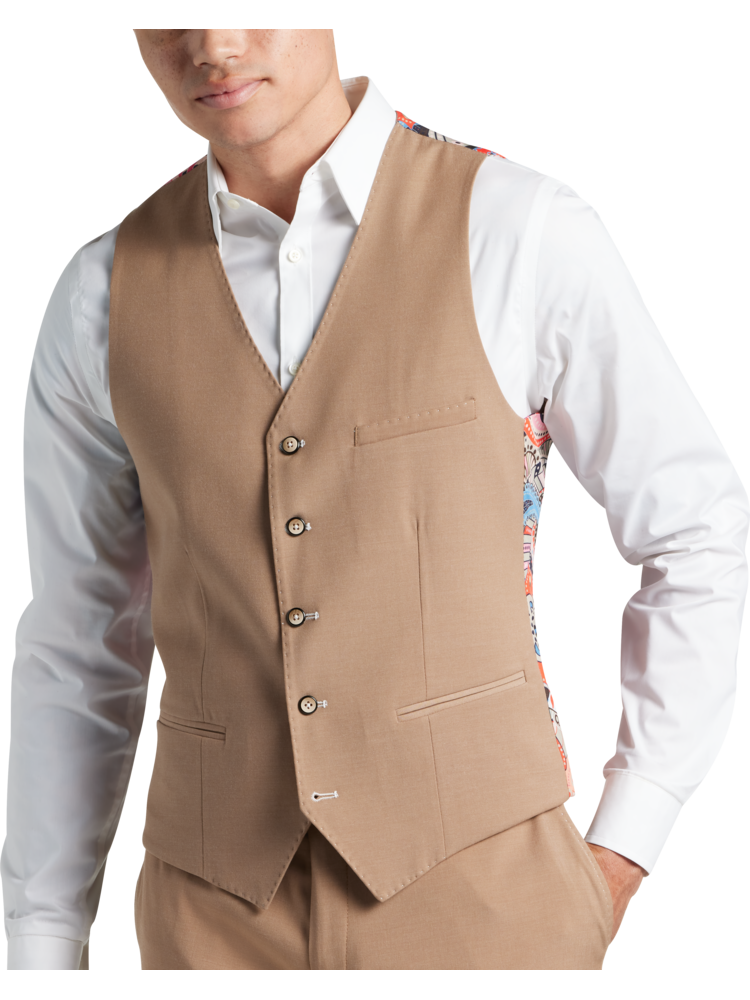 Tan Slim Fit Flat Front Dress Pants – Flex Suits