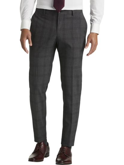 Plaid dress pants mens skinny top