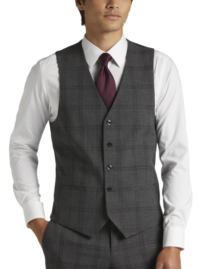 Egara Skinny Fit Plaid Suit Separates Vest Men s Suits