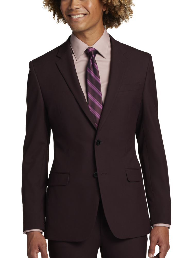 Slim Fit Burgundy Stretch Suit Blazer