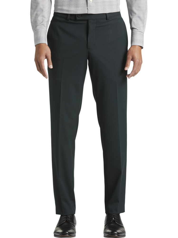 Green Solid Cotton Dress Pants | He Spoke Style