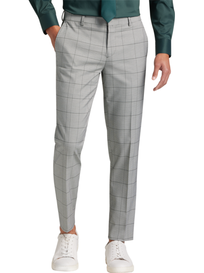 Plaid grey pants mens top