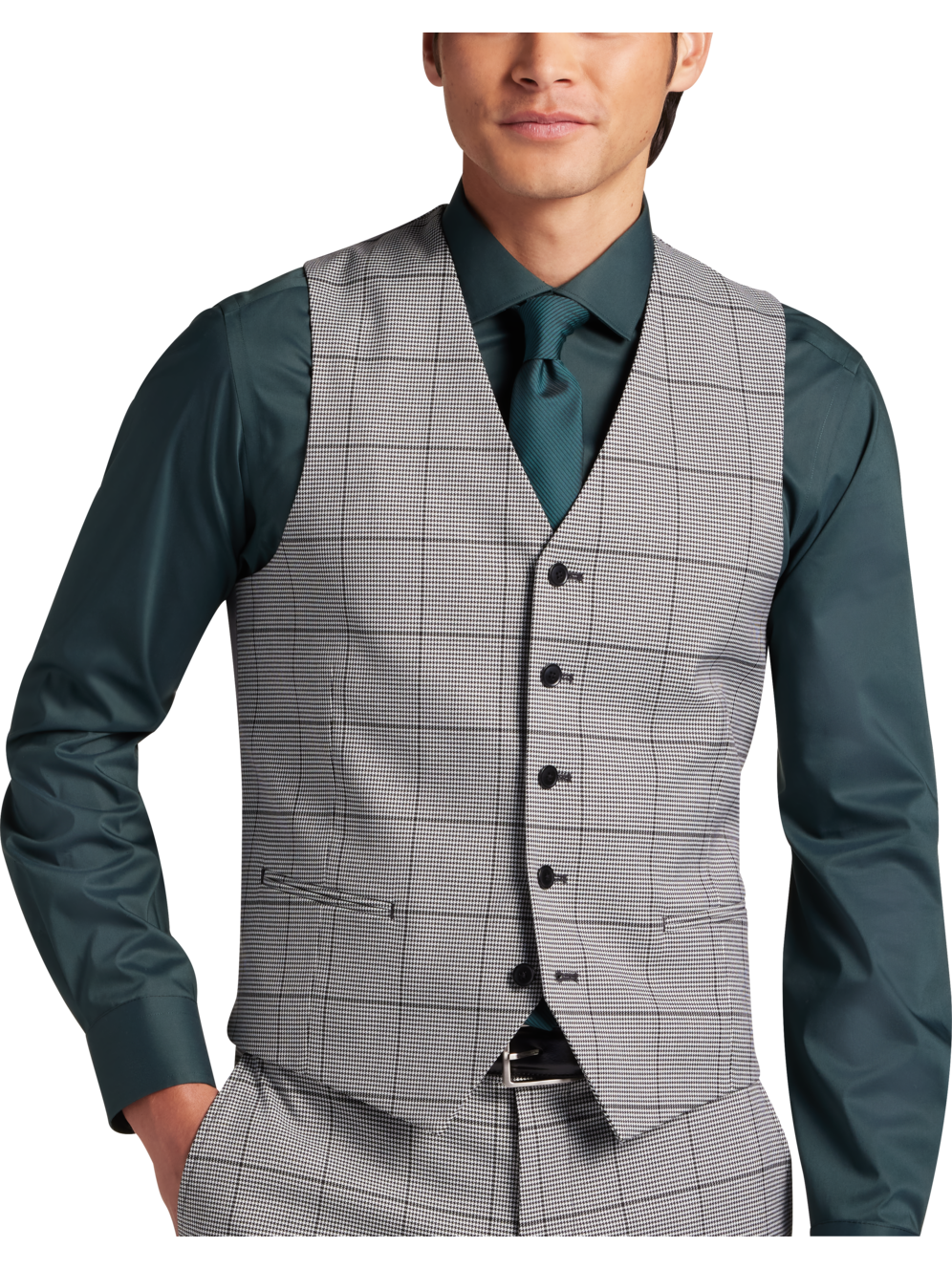 Egara Skinny Fit Plaid Suit Separates Vest Men's Moores Clothing