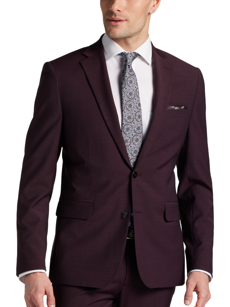 Burgundy 2 Pieces Suits for Men Slim Fit Custom Made Formal Business Suit  Plus Size Trajes