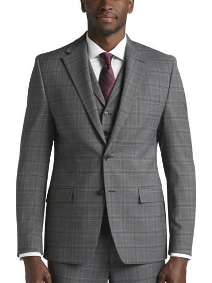 Grey plaid suit jacket shop