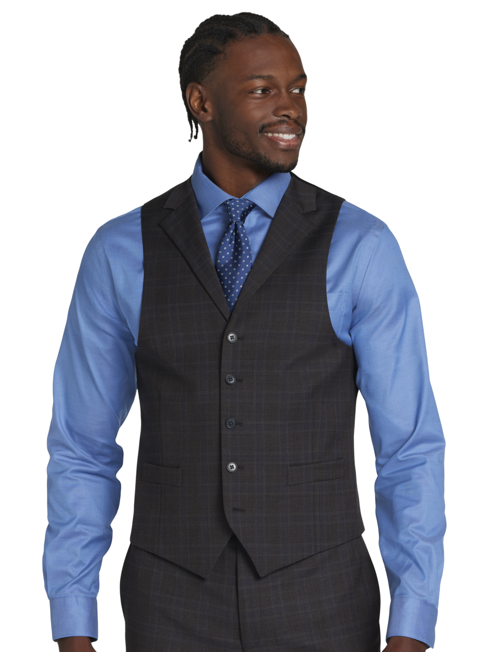 Michael Strahan Classic Fit Suit Separates Plaid Vest Men's Suits