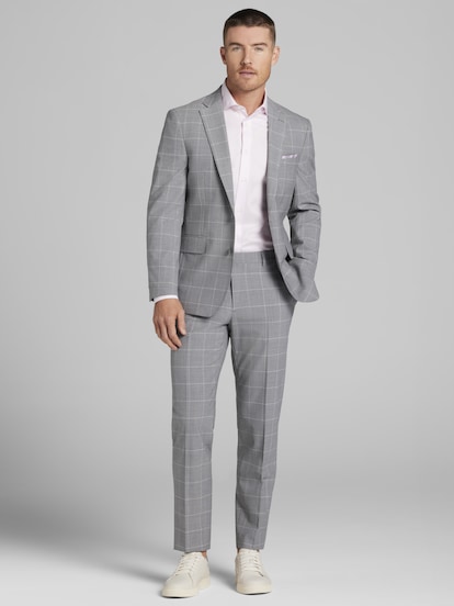 メンズ 美品✨JOSEPH ABBOUD 3ピース チェックスーツ 洗濯○ ストレッチ