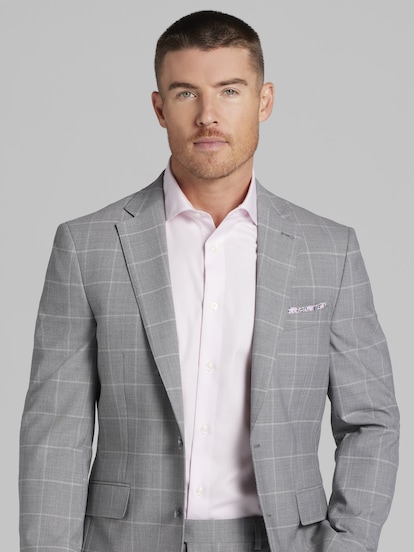 メンズ 美品✨JOSEPH ABBOUD 3ピース チェックスーツ 洗濯○ ストレッチ